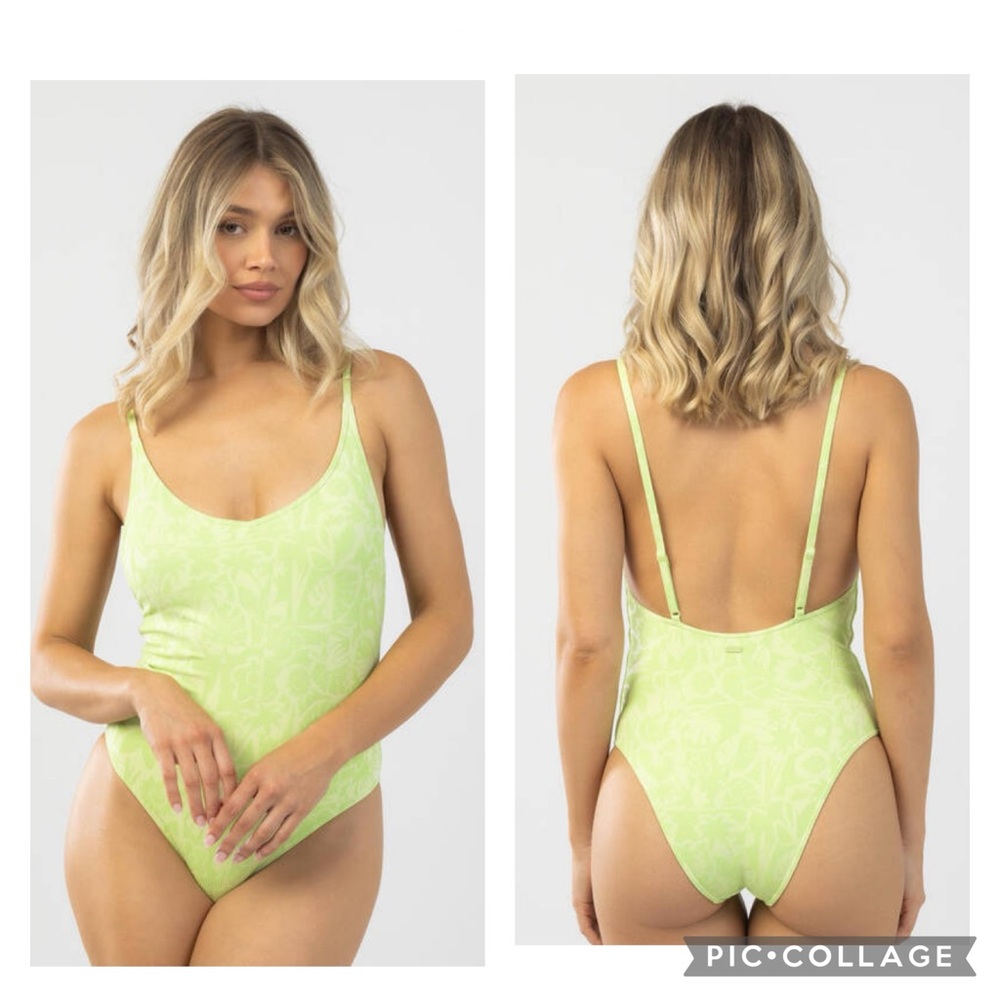 Roxy Lime Green Floral One-Piece Swimsuit